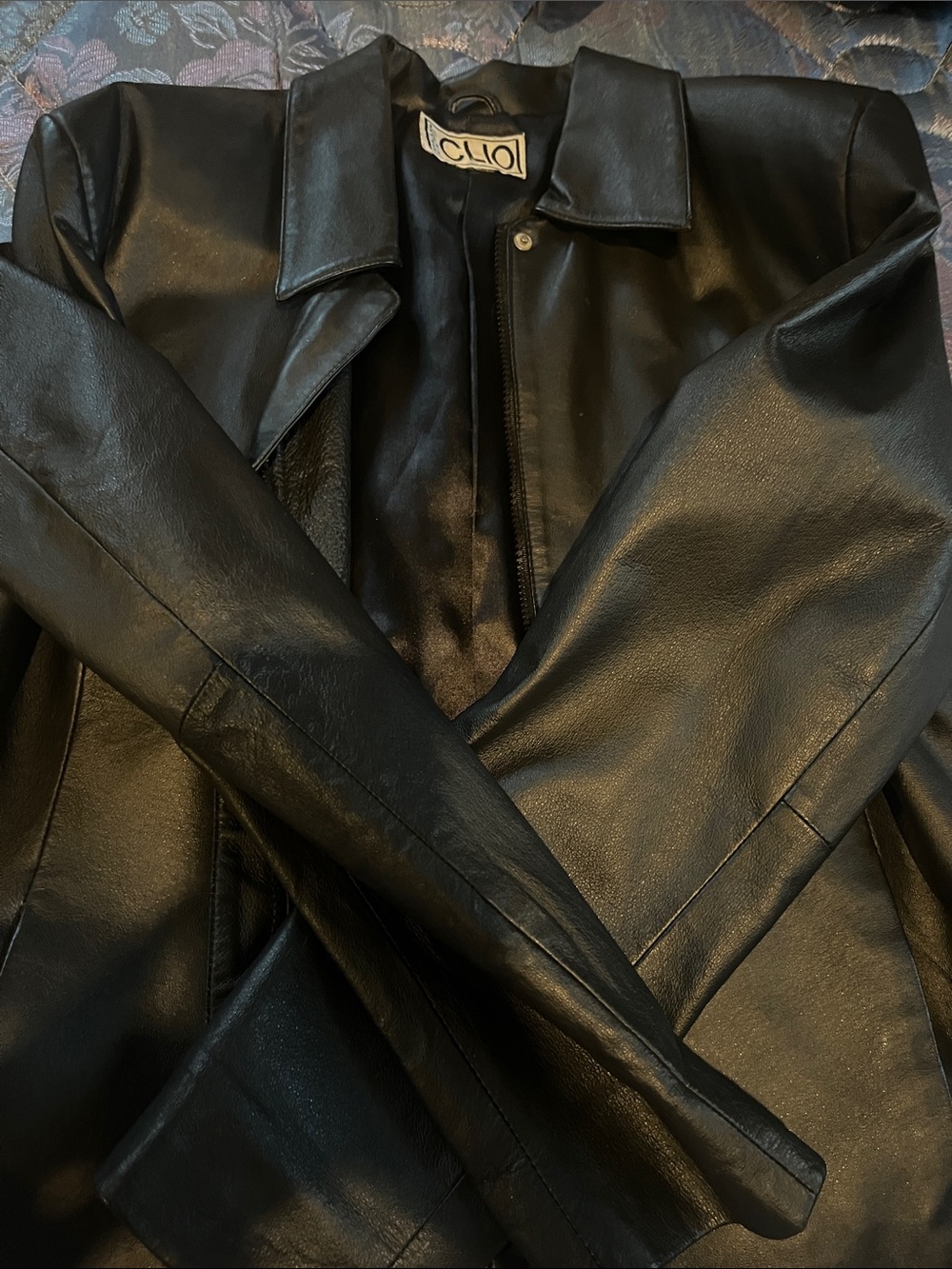 Clio Black Leather Women's Jacket with Classic Collar
